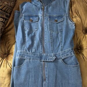 Sleeveless Denim Jumpsuit